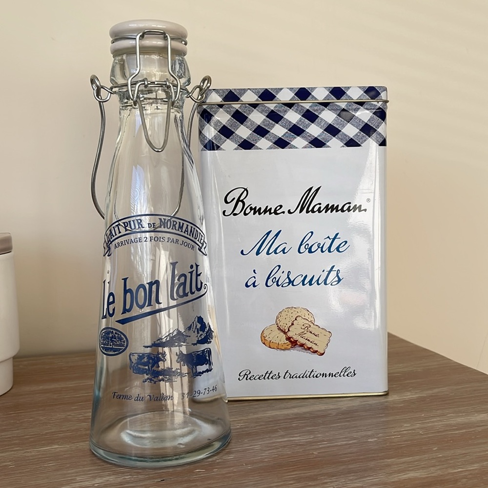 French Antique GLASS MILK BOTTLE